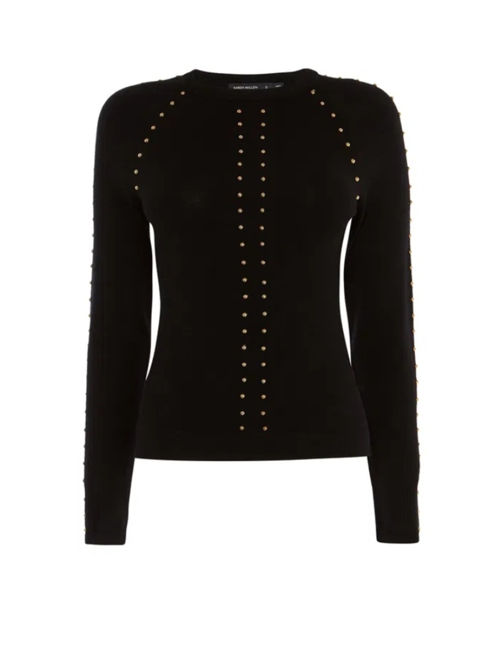 Karen Millen Black & Gold Stud Embellished Jumper Sweater Size XS